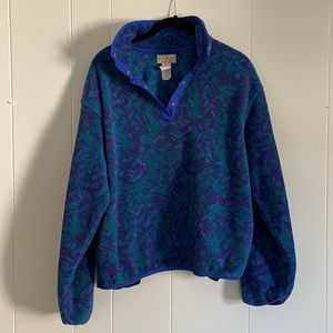 VINTAGE 80s 90s LL BEAN FLEECE PULL OVER Half Button Medium